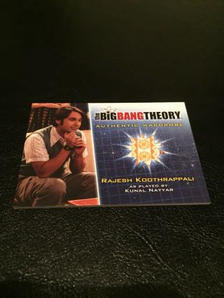 Big Bang Theory Season 5 Rajesh Koothrappali Wardrobe Card M17 Kunal Nayyar