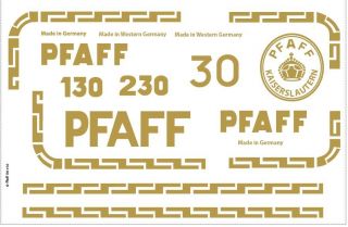 Pfaff Model 30 130 Sewing Machine Restoration Decals