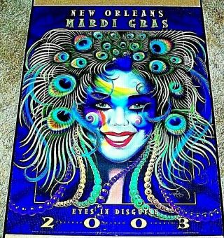 2003 Andrea Mistretta Mardi Gras Official Orleans Art Poster 32x24 In.