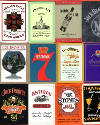 12 Single Swap Playing Cards Liquor Ads Whisky Gin Bitters Cognac Scotch Whiskey