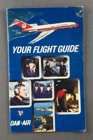 Dan Air Flight Guide With Cabin Crew Pics Route Map Comet Bac1 - 11 Boeing 707 727