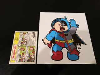 Sdcc 2019 Exclusive Garbage Pail Kids Vinyl Sticker Batman Superman