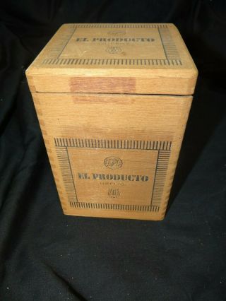 Vintage El Producto Queens Cigar Box With 13 Glass Cigar Holders (beads & Sequin