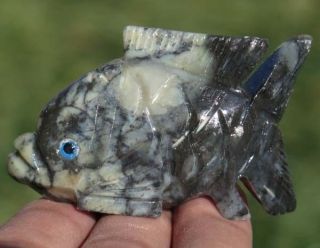 58mm Natural Soap Stone Jasper Crystal Carving Art Fish