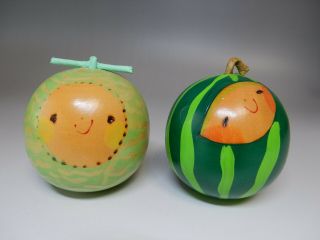 Watermelon Melon Japanese Sosaku Kokeshi Wooden Doll Fukushima Hiroe