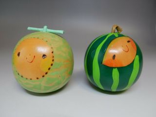 Watermelon Melon Japanese Sosaku Kokeshi Wooden Doll Fukushima Hiroe 5