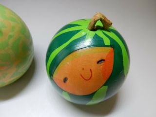 Watermelon Melon Japanese Sosaku Kokeshi Wooden Doll Fukushima Hiroe 8