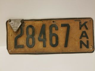 Antique Kansas License Plate Pre 1919