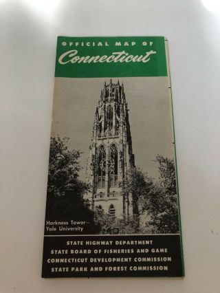 Vintage 1957 Connecticut Road Map