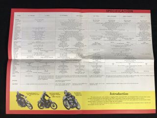 Vtg 1962 Indian Matchless Motorcycle Sales Brochure Fold Out Poster 7