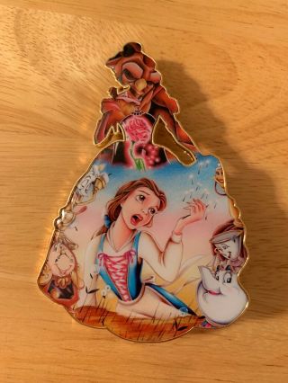 Belle Beauty And The Beast Silhouette Disney Kriss Fantasy Pin Le65 - Gold Plated