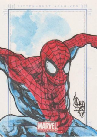 Marvel Universe 2011 - Color Sketch Card By Lee - Spider - Man