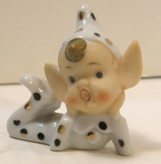 Vintage Mid Century Hand Painted Porcelain Pixie Elf Figure Polka Dot Made Japan