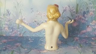 Lovely 1920 ' s Art Deco Style Nude Dancing Lady Half Pin Cushion Doll Arms Away 5