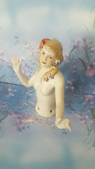 Lovely 1920 ' s Art Deco Style Nude Dancing Lady Half Pin Cushion Doll Arms Away 6