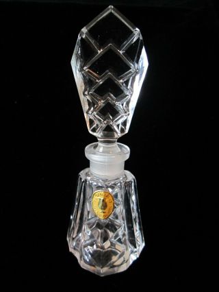 Vintage German Crystal Heavy Perfume Bottle Art Deco Style