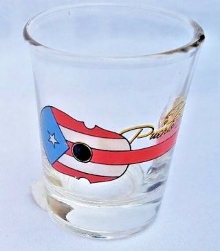 2oz Shot Glass With Puerto Rico Flag - Guitar Crystal Souvenirs Rican Boricua