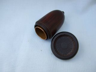 Antique Treen Thimble Case in Shape of an Acorn with Screw Thread,  Patina. 4