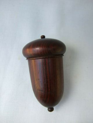 Antique Treen Thimble Case in Shape of an Acorn with Screw Thread,  Patina. 5