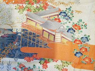 Vintage Japanese Kimono Silk Fabric Panel Architectural Design