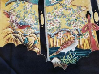 Vintage Japanese Silk Kimono Fabric Panel Exquisite Art Birds