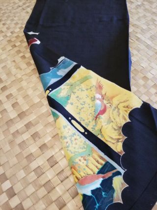 Vintage Japanese silk kimono fabric panel exquisite art birds 5