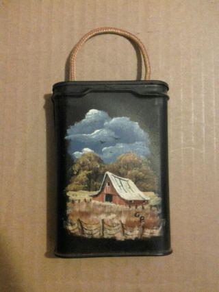 Prince Albert Tobacco Tin W/embossed Painted Red Barn Country Scene Collectors