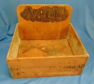 Antique Hand Crafted Wooden Thread Box Aunt Lydia Logo 9 " X 11 " Dovetailed Wood