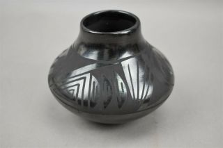 Navajo Mesa Native American Pottery Black Small Vase Signed Mariseia Torres