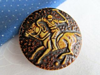 6153 – Large “one - Piece 30’s” Polocrosse Sport Celluloid Vintage Button,  1 - 3/8”
