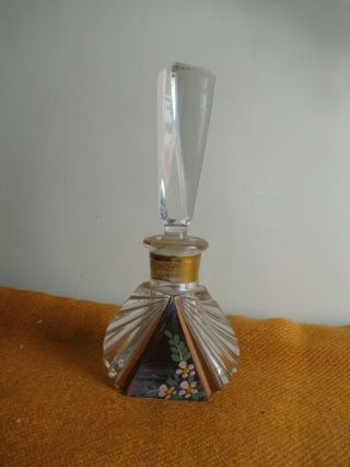Vintage Art Deco Czech Hand Decorative Glass Perfume Bottle