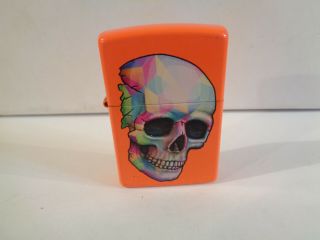Zippo Cigarette Lighter Neon Orange Tie - Dyed Skull (z41)
