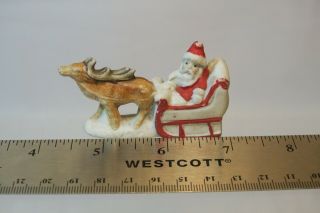 Vintage German Bisque Santa Claus Reindeer Sleigh Old Christmas Village Figurine