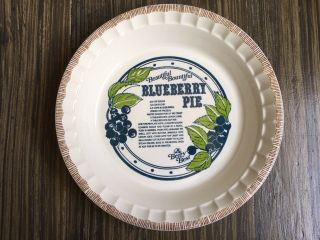 Vintage 1983 Royal China Country Harvest Deep Dish Blueberry Pie Recipe Plate