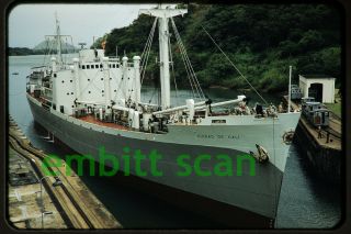 Slide,  Colombian Cargo Ship Ciudad De Cali In Panama Canal,  1956