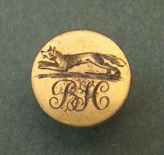 Bedale Hunt Small Gilt Button With Incised Design