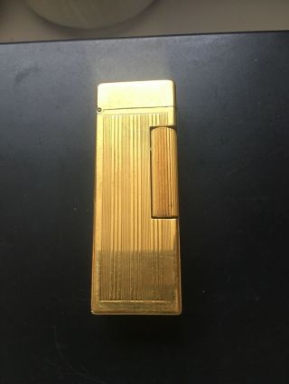 Vintage Dunhill Gold Plated Rollagas Lighter Striped Pattern