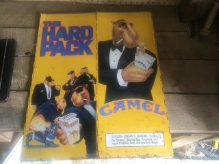 1992 Vintage Joe Camel The Hard Pack Cigarettes 4 Sided Folding Metal Display 6