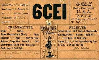 6cei John Nakken Santa Cruz,  California Vintage Ham Radio Qsl Card
