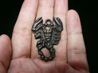Old Nepal Tibet Bronze Mantra Scorpion Thogchag Talisman Pendant Ii