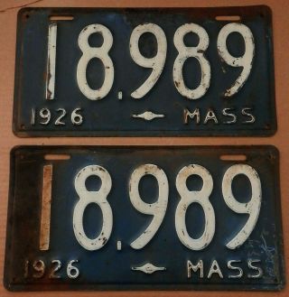 1926 Massachusetts License Plates 18,  989