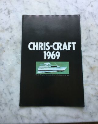 Nos Chris Craft 1969 Fold - Out Color Brochure Photos Various Models & Interiors