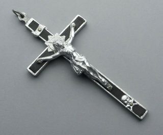 Jesus Christ,  Cross,  Crucifix.  Antique Religious Large Pendant.  French Medal.