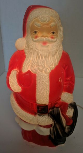 Vintage Empire Plastic Corp Santa Claus Blow Mold 1968 Black Bag Sack Christmas