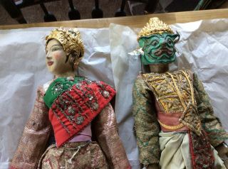 Thailand Burma Marionette Puppets Vintage Hand Carved Wooden Puppets