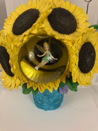 Rare Collectible Disney Tinkerbell Sunflower Bouquet Large Snowglobe