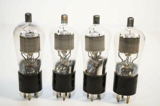 Set Of Four Western Electric 283 - A Vacuum Tubes Globe Glass Moulded Base
