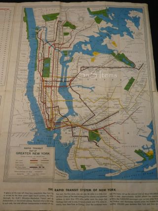 RARE Vintage York World ' s Fair 1939 City & Transit Map Corn Exchange Bank 3