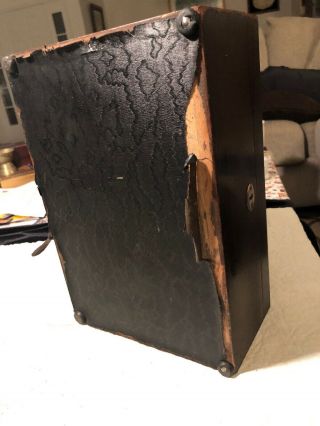 Vintage Antique Wood & Metal Humidor Cigar Box 8 - 1/8” Wide x 12” x 4 - 3/4” 5