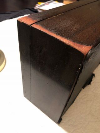 Vintage Antique Wood & Metal Humidor Cigar Box 8 - 1/8” Wide x 12” x 4 - 3/4” 7